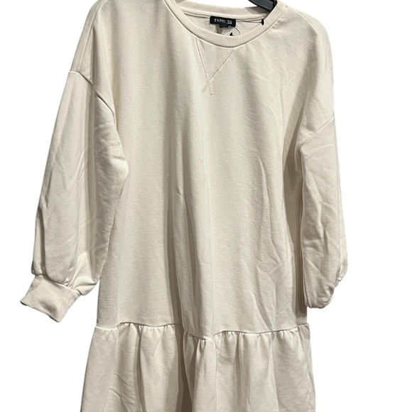 White Sweatshirt ruffle dress - Picture 2 of 4